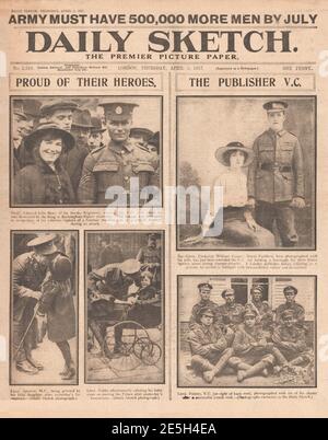 1917 Daily Sketch Victoria Crosses Ausgezeichnet Stockfoto