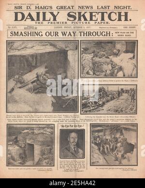 1917 Daily Sketch British Advance on the Menin Road Stockfoto