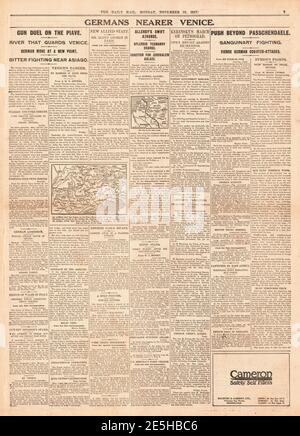 1917 Daily Mail Austro German Army Advance Towards Venice Stockfoto