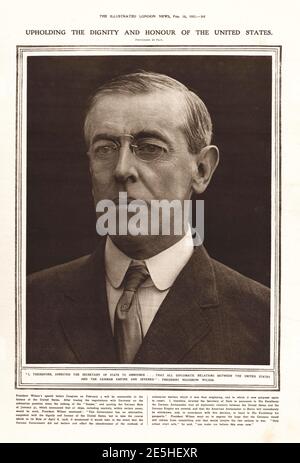 1917 Illustrated London News Porträt von Woodrow Wilson Stockfoto