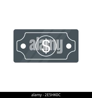Symbol für Bargeld in US-Dollar. Währungssymbol. Black Money Silhouette in flacher Form. Vektorgrafik isoliert auf weißem Hintergrund. Stock Vektor