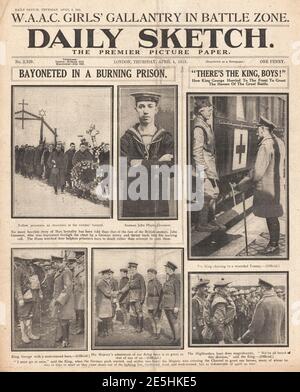 1918 Daily Sketch König George V. besucht Frankreich Stockfoto