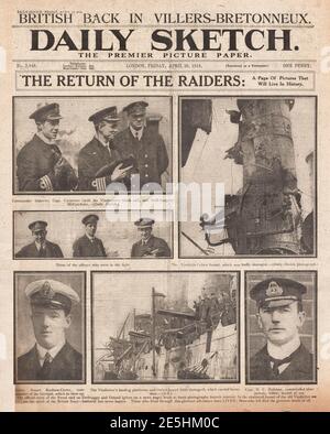 1918 Daily Sketch Royal Navy in Zeebrugge RAID Stockfoto