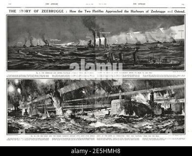 1918 die Sphäre Royal Navy in Zeebrugge überfallen Stockfoto