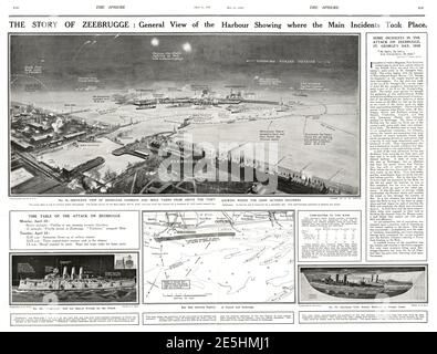 1918 die Sphäre Royal Navy in Zeebrugge überfallen Stockfoto