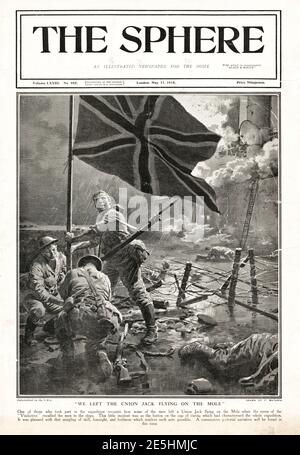 1918 die Sphäre Royal Navy in Zeebrugge überfallen Stockfoto