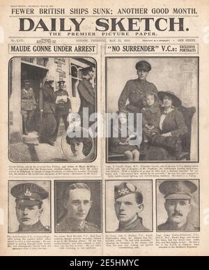 1918 Daily Sketch Maude gonne unter Verhaftung Stockfoto