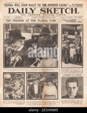 1918 Daily Sketch Lloyd George auf der Floral Fair Stockfoto