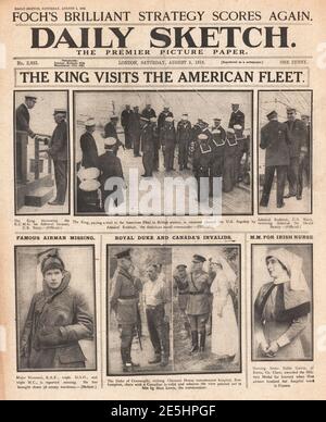 1918 Daily Sketch King George V besucht amerikanische Flotte Stockfoto