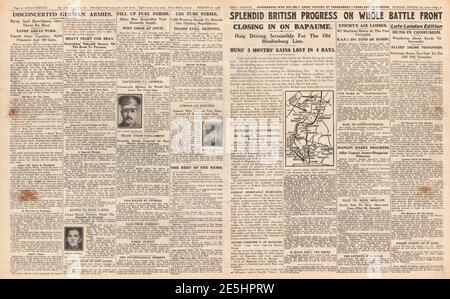 1918 Daily Sketch Fortschritte der britischen Armee an der Westfront Stockfoto