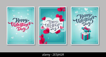Valentinstag Grußkarten - Satz von Liebe Tag Vektorkarten oder Poster. Vektorgrafik Stock Vektor