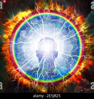 Die Kraft des Geistes. Feuerkreis Stockfoto