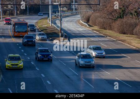 Leichter Verkehr von oben, Sofia, Bulgarien Stockfoto