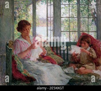 Willard Leroy Metcalf (1858-1925) - Meine Frau und Tochter (1917-1918). Stockfoto