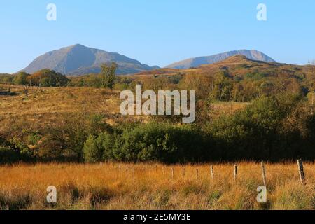 Cadair Idris an einem Oktobermorgen, von der Nähe der Kreuzfüchse aus gesehen Stockfoto