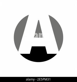 Ein schwarzes graues A-Letter-Logo auf negativem Leerzeichen Stock Vektor