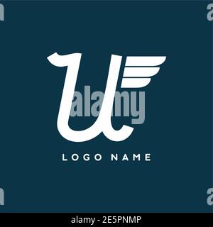 Vintage von U Anfangsbuchstaben mit Flügeln Vektor-Logo-Vorlage Für das Branding von Unternehmen Stock Vektor