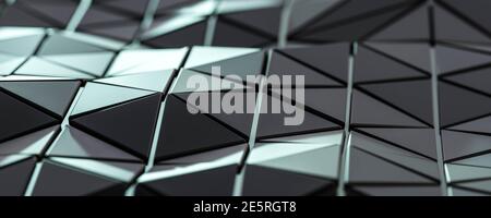 Dreieckige Form geometrisches Muster mit Wellenform Oberfläche 3D Render Abbildung Stockfoto