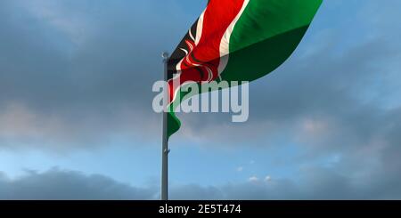 3d-Darstellung der Nationalflagge Kenias Stockfoto