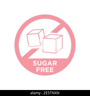 Symbol „kein Zucker hinzugefügt“. Zuckerfreies Symbol. Stock Vektor
