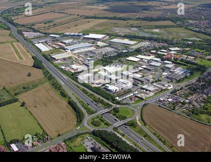 Luftaufnahme von Hellaby Industrial Estate, Bramley, in der Nähe von Rotherham, South Yorkshire Stockfoto