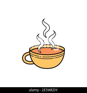 Tasse heißen Tee oder Kaffee Farblinie Symbol. Piktogramm für Webseite, mobile App, Promo. UI UX GUI Design Element. Bearbeitbare Kontur. Stock Vektor