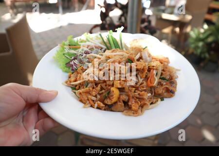 Nudeln, gebratene Nudeln oder Pad thai Stockfoto