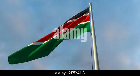 3d-Darstellung der Nationalflagge Kenias Stockfoto