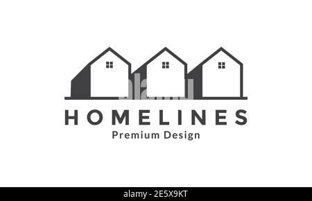 Einfache Haus Linie drei Logo Symbol Symbol Vektor Grafik-Design Abbildung Stock Vektor
