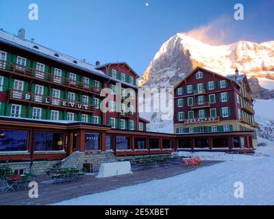 Hotel Bellevue des Alpes, Skigebiet Wengen, Schweizer Alpen. Stockfoto