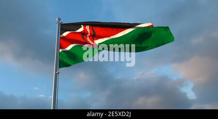 3d-Darstellung der Nationalflagge Kenias Stockfoto