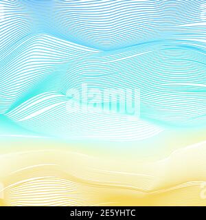 Gelbe, türkise, blaue Wellenlinien. Sandstrand, Meereswellen, Sky Art Konzept. Mehrfarbiger Hintergrund. Vektor abstraktes Muster, heller Farbverlauf. EPS10 Stock Vektor