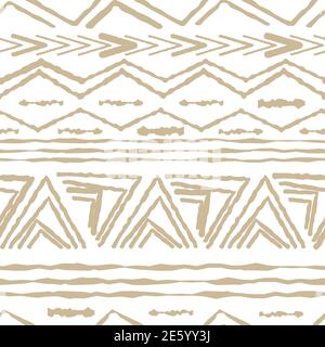 Horizontal Nahtloses Pastellmuster wiederholen mit zufälligen rauhen, verdrehten Teil von Dreiecken oder beige einfache gebrochene Linienformen auf weißem Hintergrund Stock Vektor