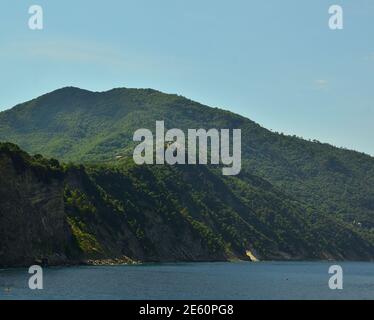 Ligurische Küste in der Nähe der Stadt Camogli Italien Stockfoto