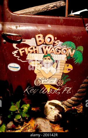 Bo's Fish Wagon in Key West, Florida, FL USA. Südlichster Punkt in den kontinentalen USA. Insel Urlaubsziel für entspannten Tourismus. Stockfoto