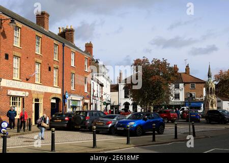 Blick auf das Stadtzentrum in Horncastle Stadt, Lincolnshire, England, Großbritannien Stockfoto