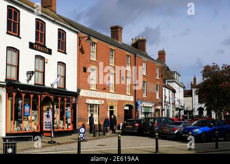 Blick auf das Stadtzentrum in Horncastle Stadt, Lincolnshire, England, Großbritannien Stockfoto