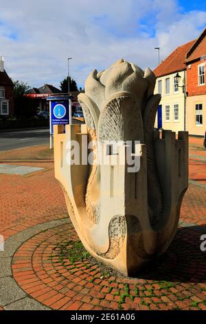 Blick auf das Stadtzentrum in Horncastle Stadt, Lincolnshire, England, Großbritannien Stockfoto