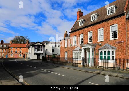 Blick auf das Stadtzentrum in Horncastle Stadt, Lincolnshire, England, Großbritannien Stockfoto