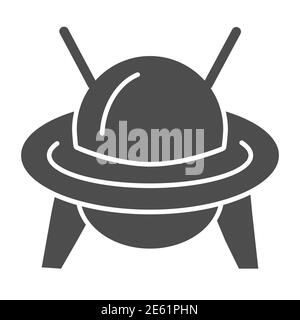UFO solide Symbol, Transport-Symbol, Flying Saucer Vektor-Zeichen auf weißem Hintergrund, UFO-Raumschiff-Symbol in Glyph-Stil für mobile Konzept und Web Stock Vektor
