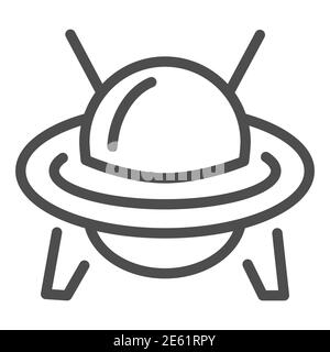 UFO-Linie Symbol, Transport-Symbol, Flying Saucer Vektor-Zeichen auf weißem Hintergrund, UFO-Raumschiff-Symbol in Umriss-Stil für mobile Konzept und Web Stock Vektor
