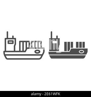 Tanker Linie und solide Symbol, Transport-Symbol, Frachtschiff Vektor-Zeichen auf weißem Hintergrund, Öltanker Schiff Symbol in skizzieren Stil für mobile Konzept und Stock Vektor