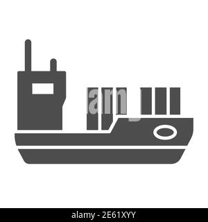 Tanker solide Symbol, Transport-Symbol, Frachtschiff Vektor-Zeichen auf weißem Hintergrund, Öltanker Schiff Symbol in Glyph-Stil für mobile Konzept und Web-Design Stock Vektor