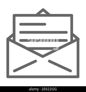 Brief Linie Symbol, Liefersymbol, empfangen Mail Umschlag Vektor-Zeichen auf weißem Hintergrund, geöffnet Brief in Umschlag-Symbol in Umriss Stil für mobile Stock Vektor
