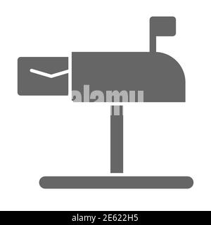 Brief in der Mailbox solide Symbol, Lieferdienst Symbol, empfangene Mail Vektor-Zeichen auf weißem Hintergrund, Mailbox Seitenansicht Symbol in Glyph Stil mobile Stock Vektor