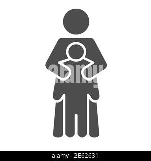 Mutter schützt ihr Kind solide Ikone, 1. Juni Kinderschutztag Konzept, Mutter umarmt Sohn Vektor-Zeichen auf weißem Hintergrund, Mutter kümmern sich um sie Stock Vektor