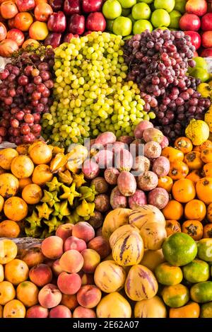 Frisches Obst zum Verkauf im Mercado San Pedro in Cusco, Peru. Stockfoto