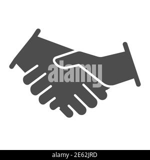 Handshake solide Symbol, Business-Strategie-Konzept, Vertrag Vertrag Vertrag unterzeichnen auf weißem Hintergrund, Partner schütteln Hände Symbol in Glyph-Stil für Stock Vektor