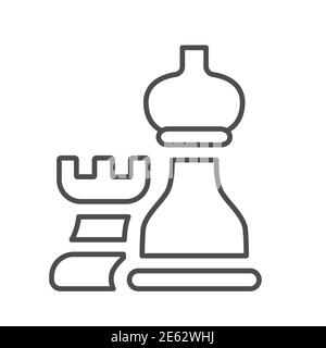 Schachfiguren dünne Linie Symbol, Geschäftsstrategie Konzept, Strategie und Taktik Zeichen auf weißem Hintergrund, Rook und Bischof Symbol in Umriss Stil für Stock Vektor