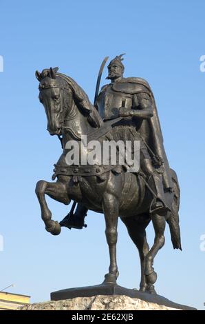 Die Reiterstatue des Nationalhelden Skanderbeg in Tirana - Albanien Stockfoto